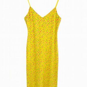 AFRM Yellow Floral Slip Dress V-Neck Adjustable Straps - Size M